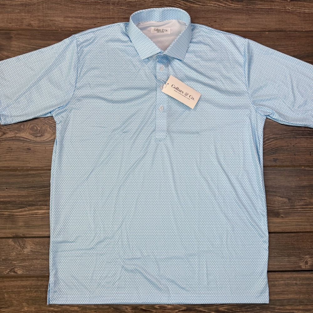 Collars & Co Mens Size Large Relaxed Polo Shirt Sky Blue Vantage Performance NEW - Picture 2 of 6